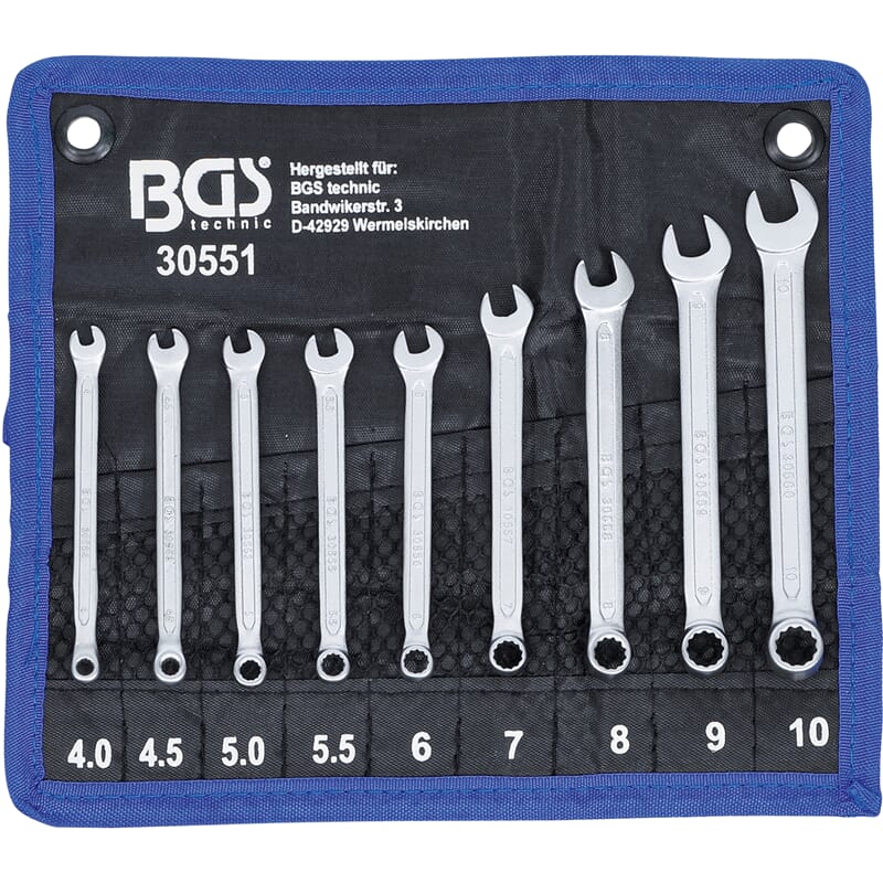 BGS 30551 Combination Spanner Set, 4 - 10 mm, 9 pc s.