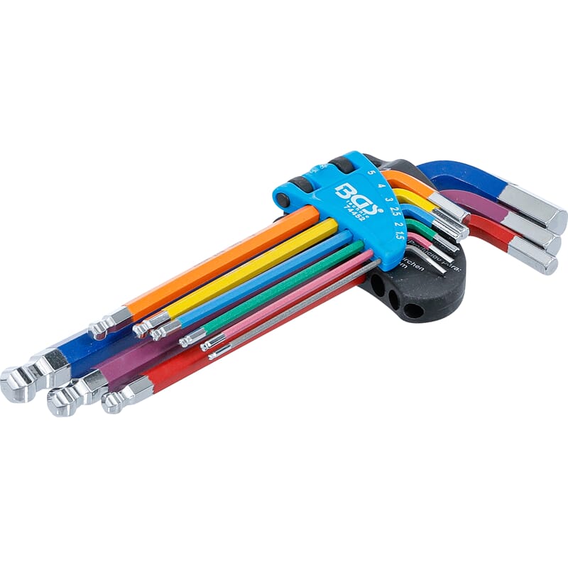 BGS 74452 Winkelschlüssel-Satz Multicolour 9-tlg Innensechskant mit Kugelkopf 1,5 - 10 mm