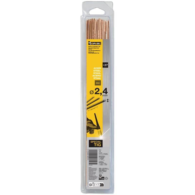 WIG Schweißstäbe Stahl SG2 Ø 2,4 mm 27 Stück  2,4 mm - 330mm - Blister 0,33kg