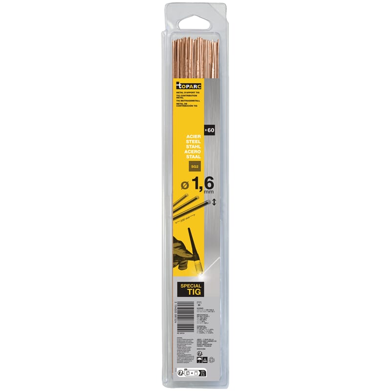 WIG Schweißstäbe Stahl SG2 Ø 1,6 mm 60 Stück  1,6 mm - 330mm - Blister 0,33kg