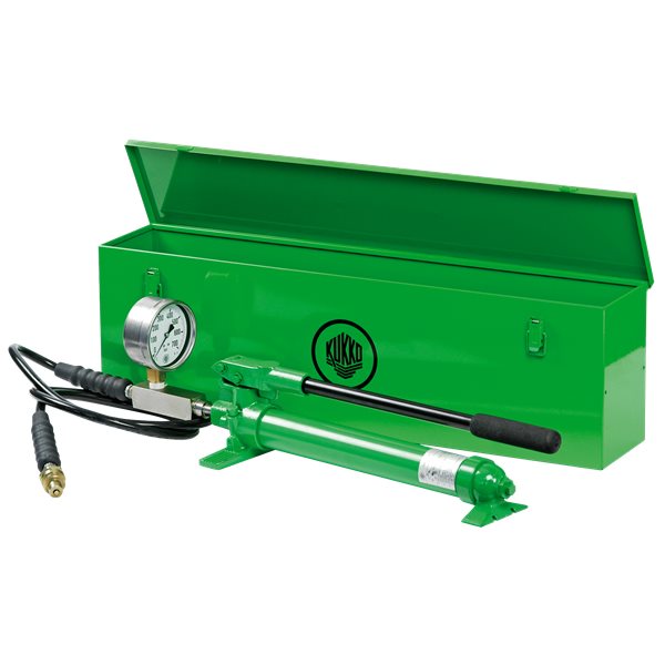 Kukko YHP-326 Hydr. Handpumpe Im Met.-Kasten Satz M. Manometer Und Schlauch