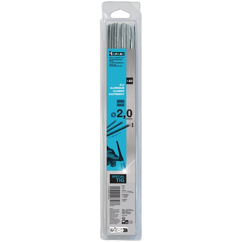WIG Schweißstäbe Alu AlMg5 Ø 2,0 mm 40 Stück 333 mm - 0,33 kg - Blister
