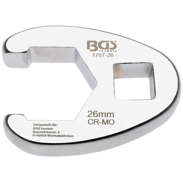 BGS 1757-26 Hahnenfußschlüssel, Antrieb Innenvierk ant 12,5 mm (1/2"), SW 26 mm