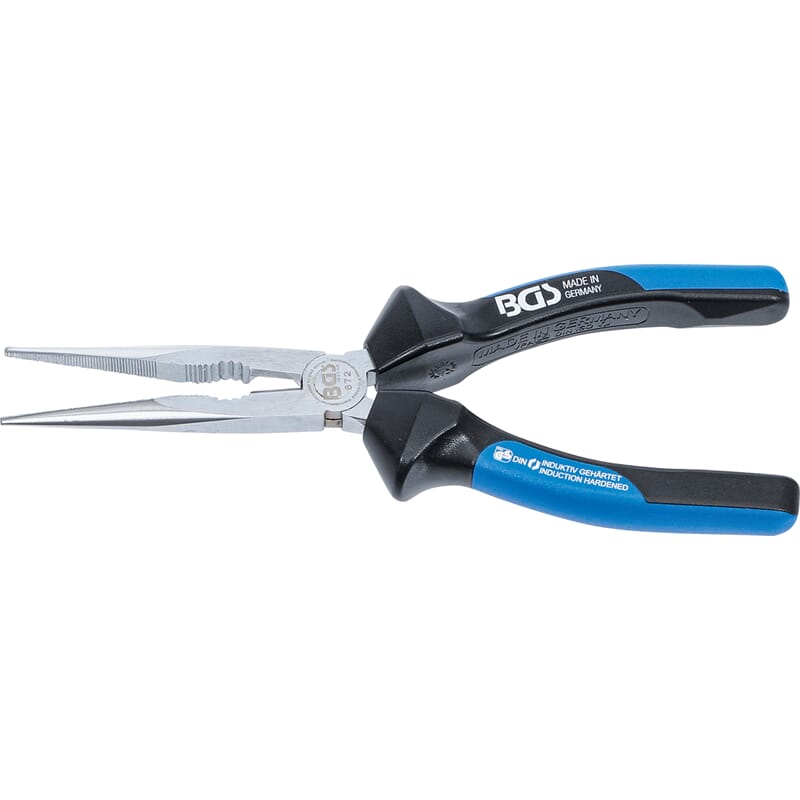 BGS 672 Long Nose Pliers, with Cutting Edge, strai ght, 200 mm