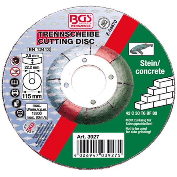 BGS 3927 Trennscheibe für Stein, Ø 115 x 2,5 x 22, 2 mm, Type 42