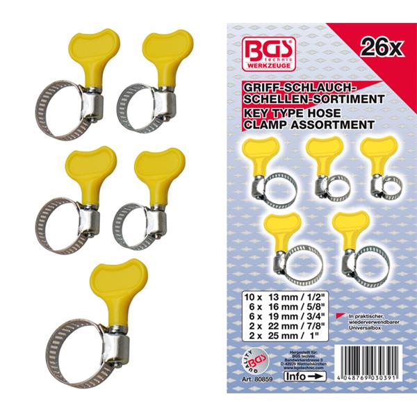 BGS 80859 Griff-Schlauchschellen-Sortiment, 26-tlg .