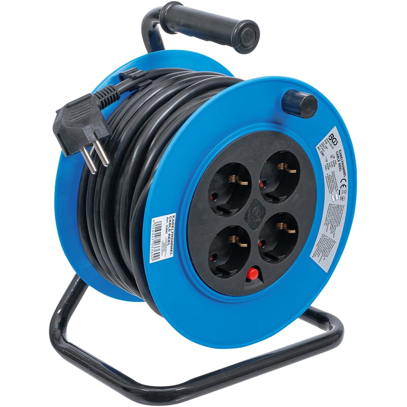 BGS 3360 Kabeltrommel, 15 m, 3x1,5 mm², 4 Steckdos en, IP 20, 3000 W