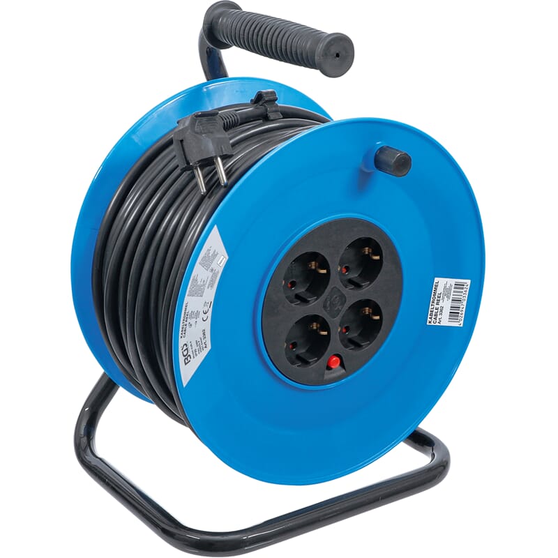 BGS 3362 Kabeltrommel, 50 m, 3x1,5 mm², 4 Steckdos en, IP 20, 3000 W