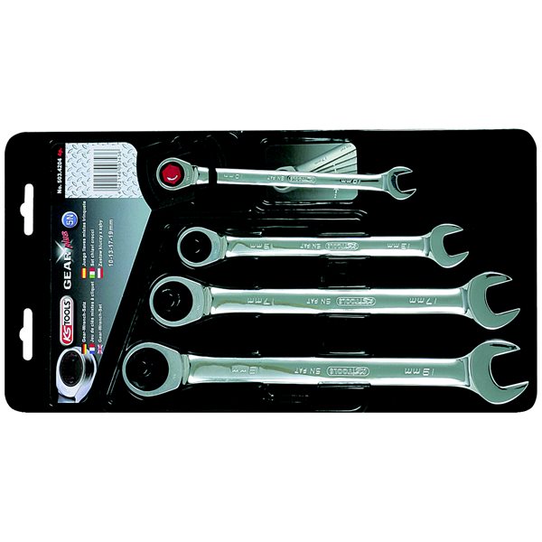 KS-Tools 503.4204 GEARplus Combination ratcheting spanner set, 4 pcs 10-19mm