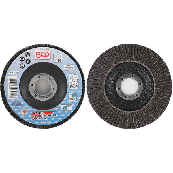 BGS 3971 Fächer-Schleif-Scheibe, Ø 115 mm, K 80 