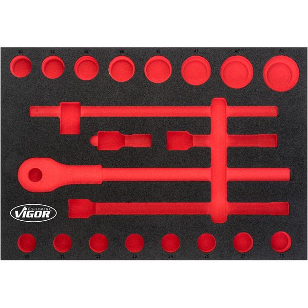 Vigor V5109-L 3/3+ leere Weichschaumeinlage 3/4" S teckschlüssel-Satz