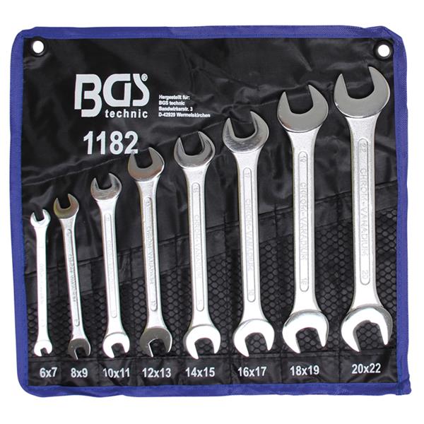 BGS 1182 Doppel-Maulschlüssel-Satz, SW 6x7 - 20x22 mm, 8-tlg.