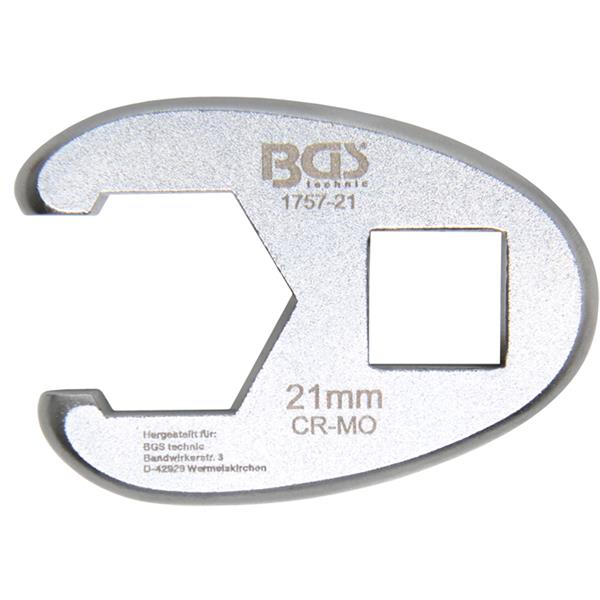 BGS 1757-21 Hahnenfußschlüssel, Antrieb Innenvierk ant 12,5 mm (1/2"), SW 21 mm