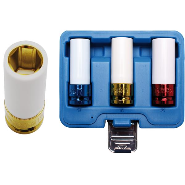 BGS 7200 Kraft-Schoneinsatz-Satz, Antrieb Innenvie rkant 12,5 mm (1/2"), SW 17 / 19 / 21 mm, 3-tlg.