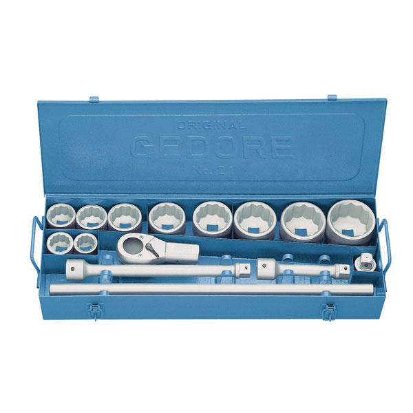 Gedore D 21 EMU-10 Steckschlüssel-Satz 25 (1") D-Profil 36-80 mm