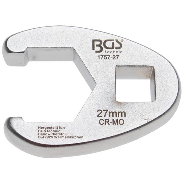 BGS 1757-27 Hahnenfußschlüssel, Antrieb Innenvierk ant 12,5 mm (1/2"), SW 27 mm